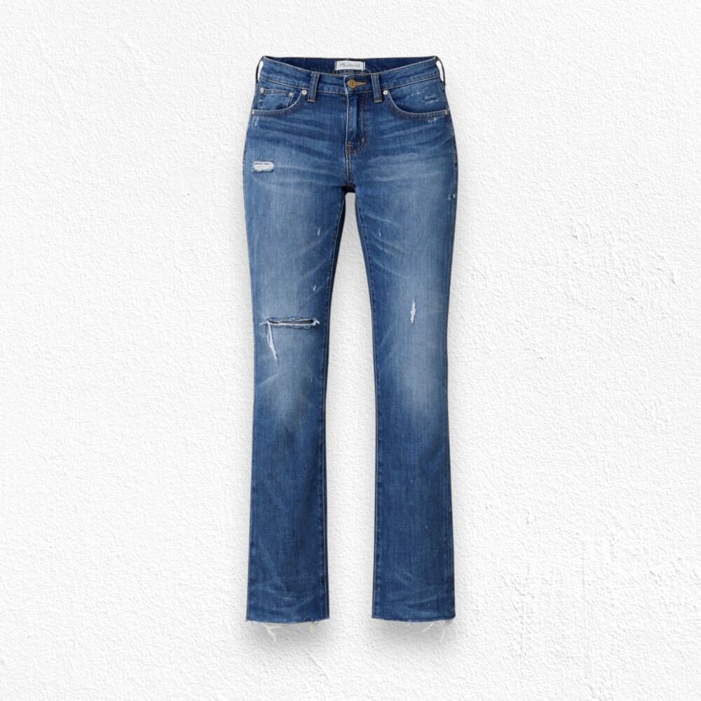 Madewell  Dark Wash Slim Boyjean Distressed Raw Hem Boyfriend Jeans Size 25